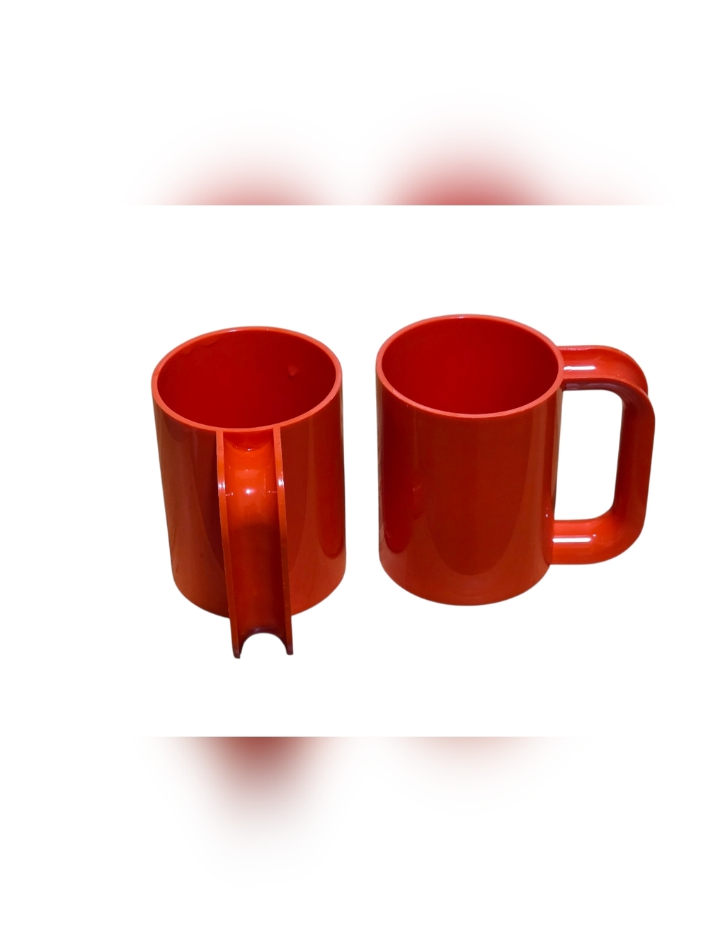 Massimo Vignelli Heller Orange Melamine Stackable Mugs, Set of 2 Vintage MCM